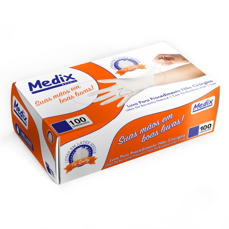 LUVAS DE LÁTEX COM PÓ BRANCA TAMANHO G - MEDIX