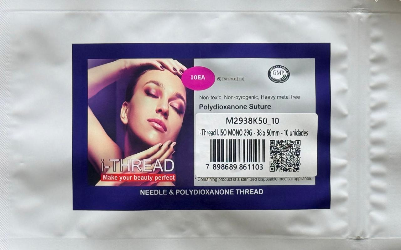FIO DE PDO I-THREAD LISO MONO 29G 38x50mm - Blister com 10 fios